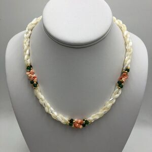 Vintage Twisted White Seed Beaded Women's Necklace Delicate Coastal Charm